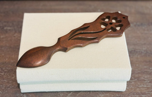 Welsh Hand Carved Mahogany Lovespoon 9.25 l 2.5 w