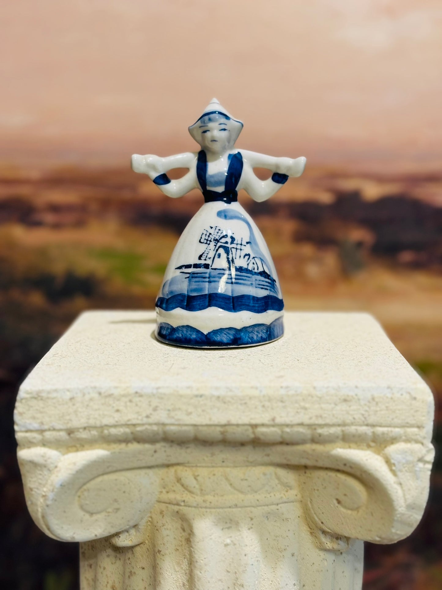 Milkmaid Figurine Delft Blue and White Holland 4.5 h 2.75 w 3 d