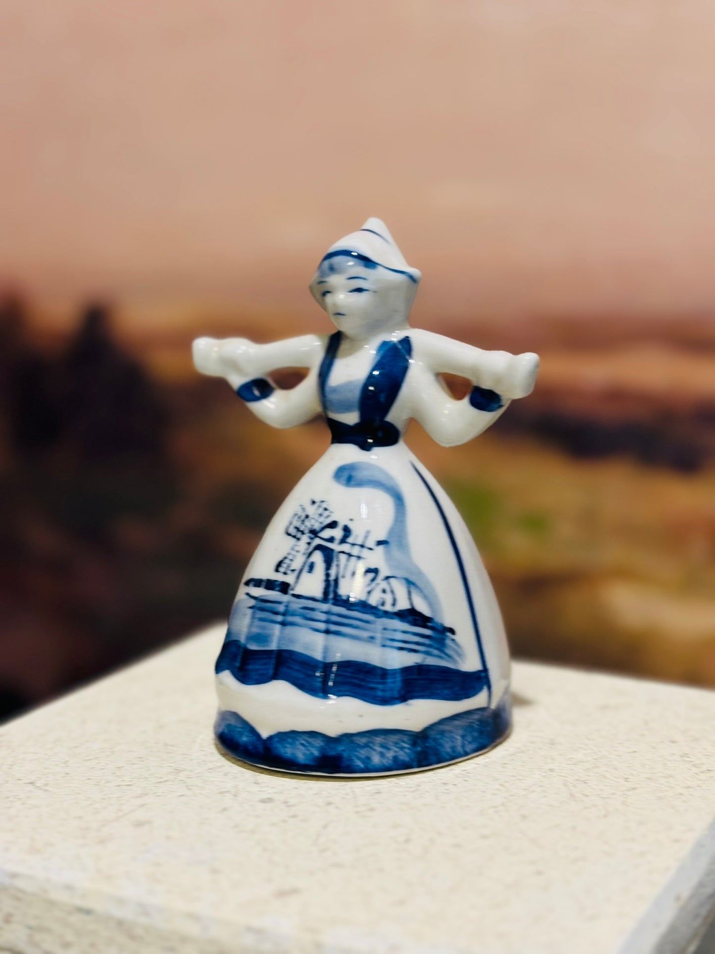 Milkmaid Figurine Delft Blue and White Holland 4.5 h 2.75 w 3 d