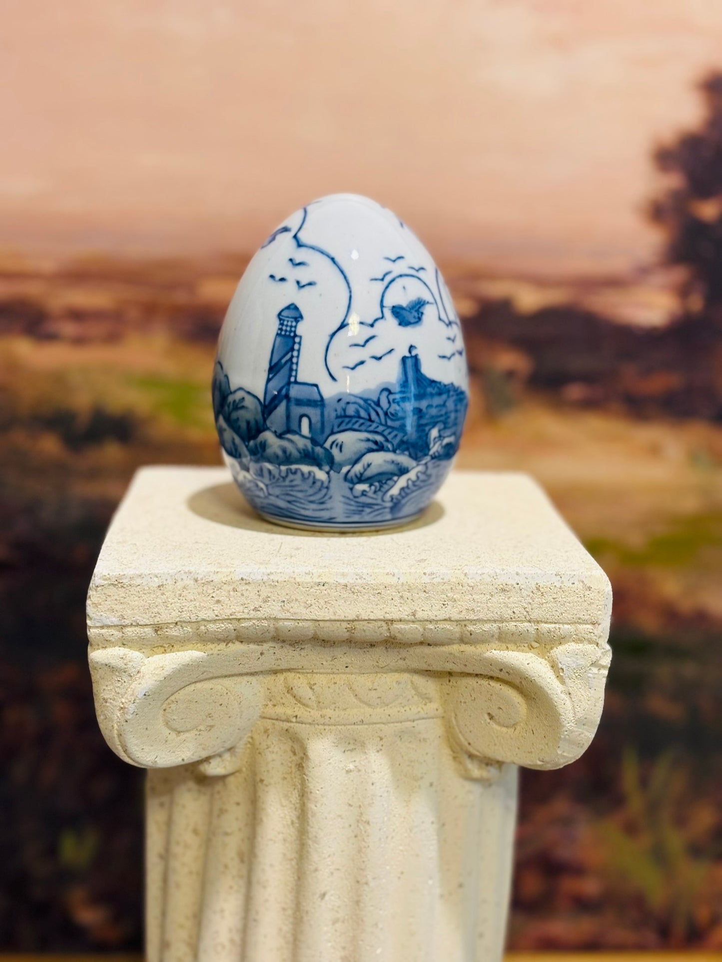Ceramic Blue and White Egg