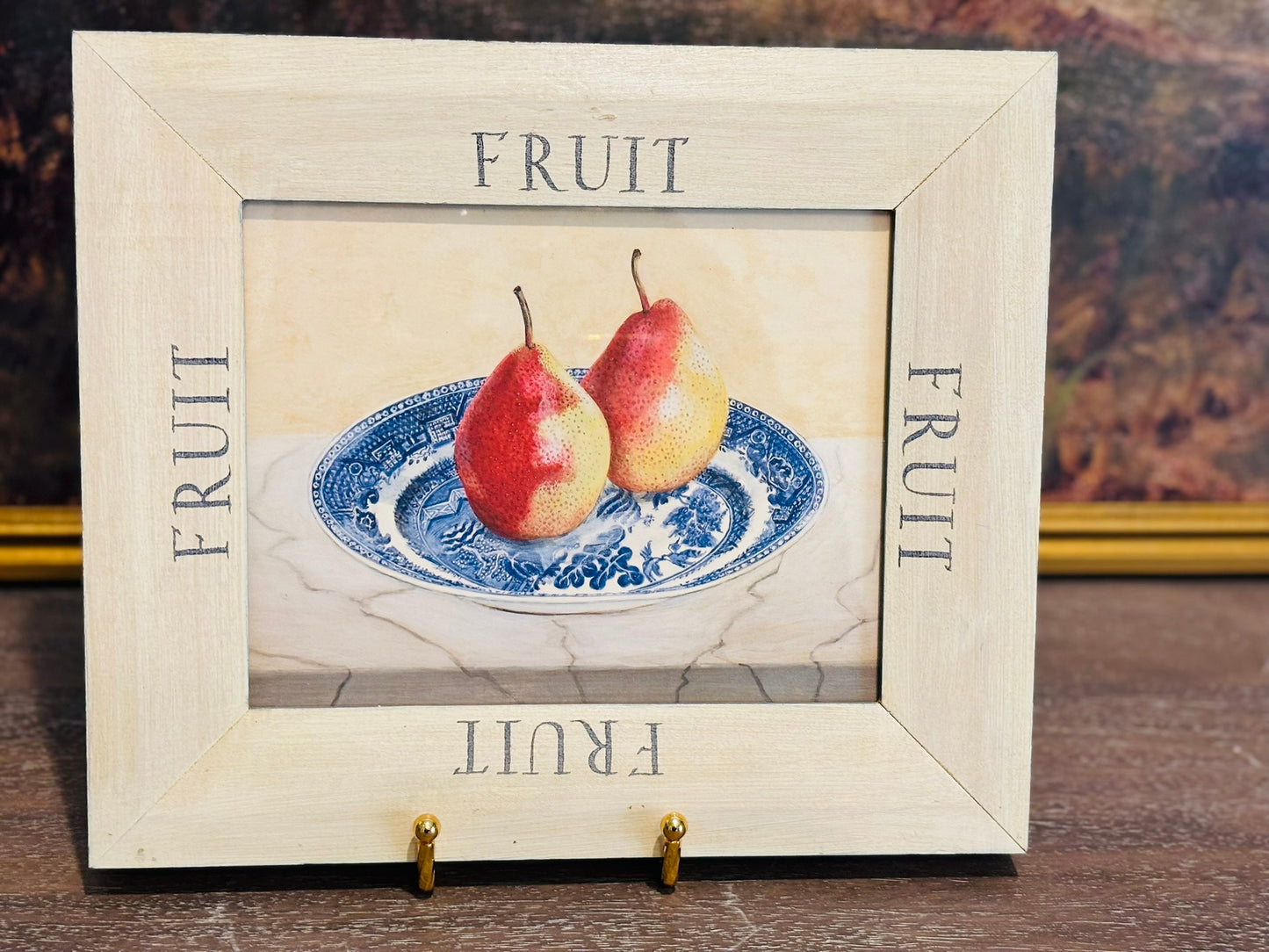 Pair of framed chinoiserie fruit prints 9 w x 11 h