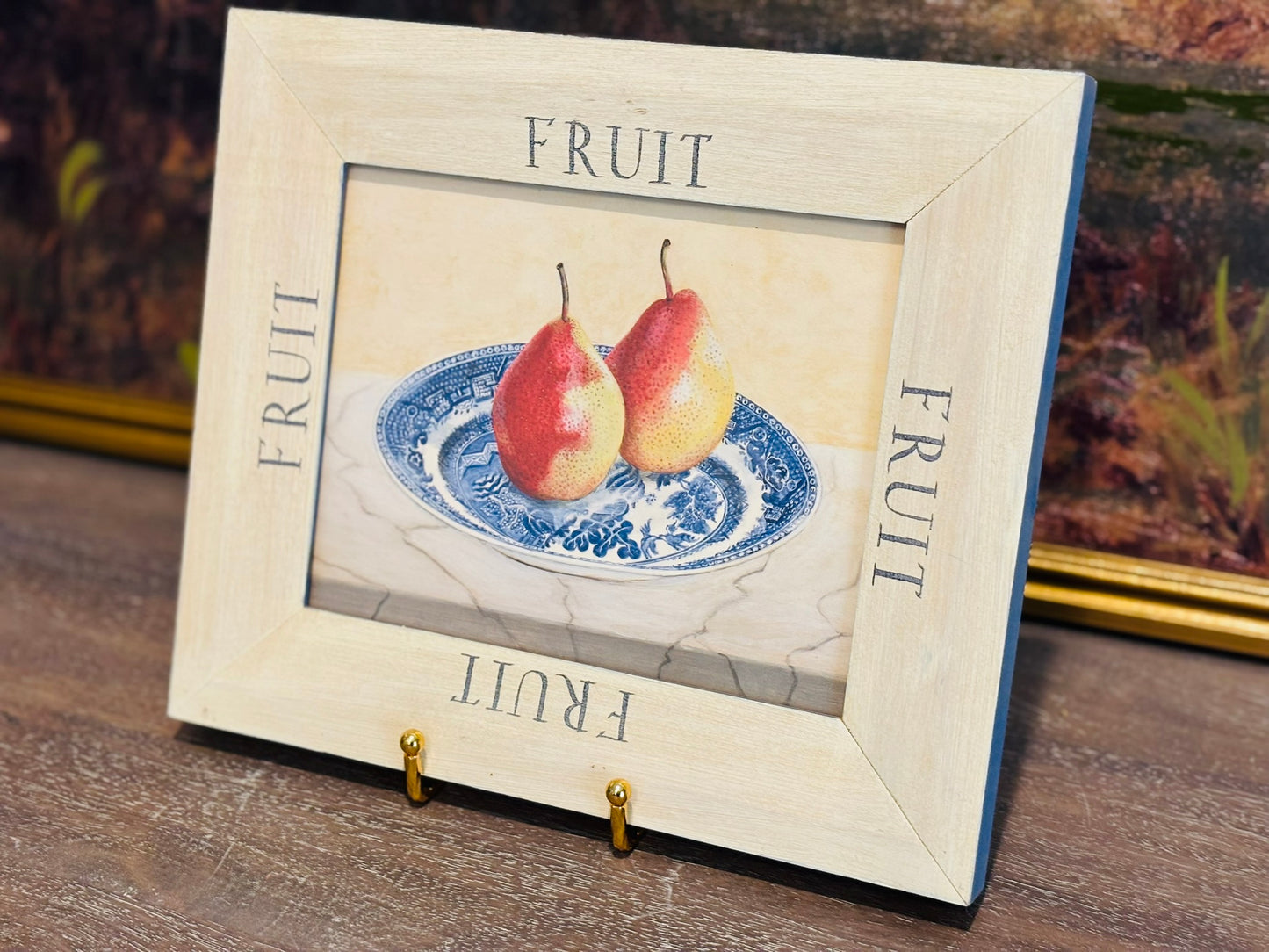 Pair of framed chinoiserie fruit prints 9 w x 11 h