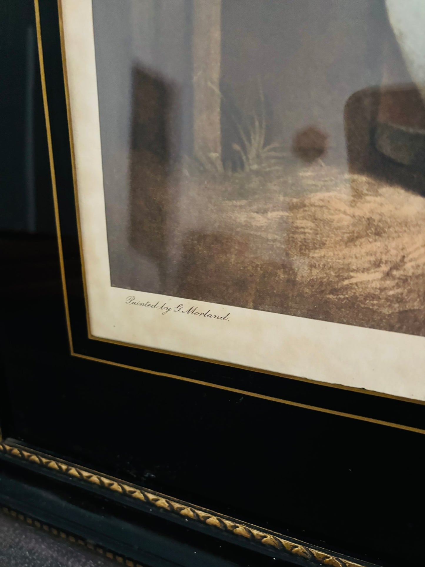 Framed Antique c 1971 Engraving, 1 of 4, Plate 1st Trepanning The Recruit by George Morland