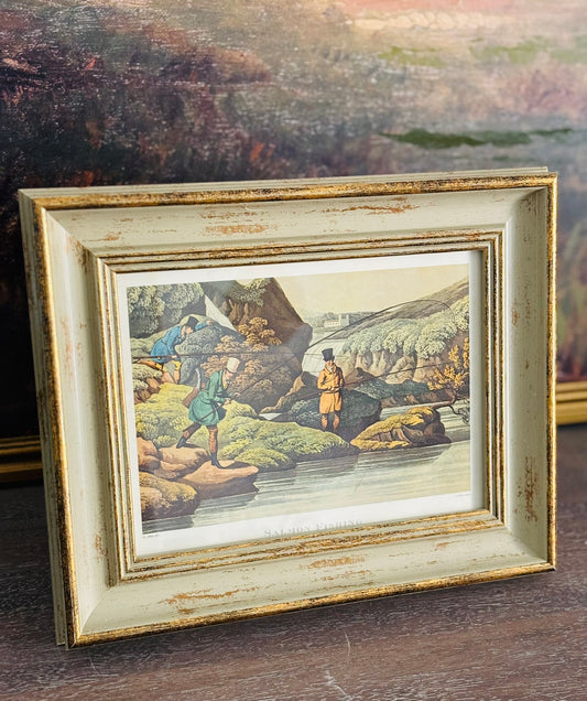 Henry Thomas Alken framed "Salmon Fishing" print  8 h x 10 w x 1 d