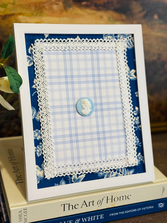 Blue doile intaglio Petite Heirloom 8.75 x 10.75 x .5