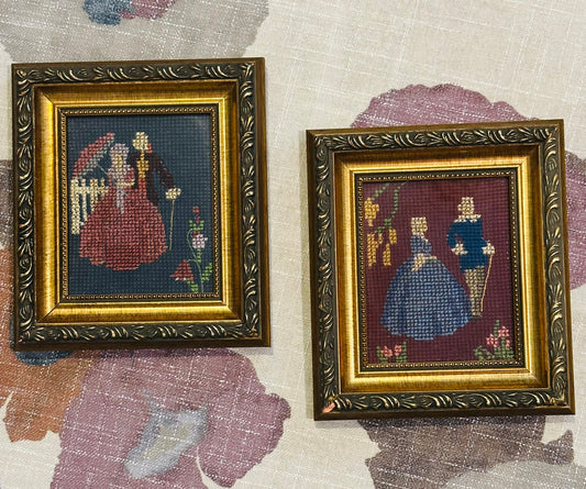 Pair of small victorian needlepoints 6.25 x 7.25 x 1