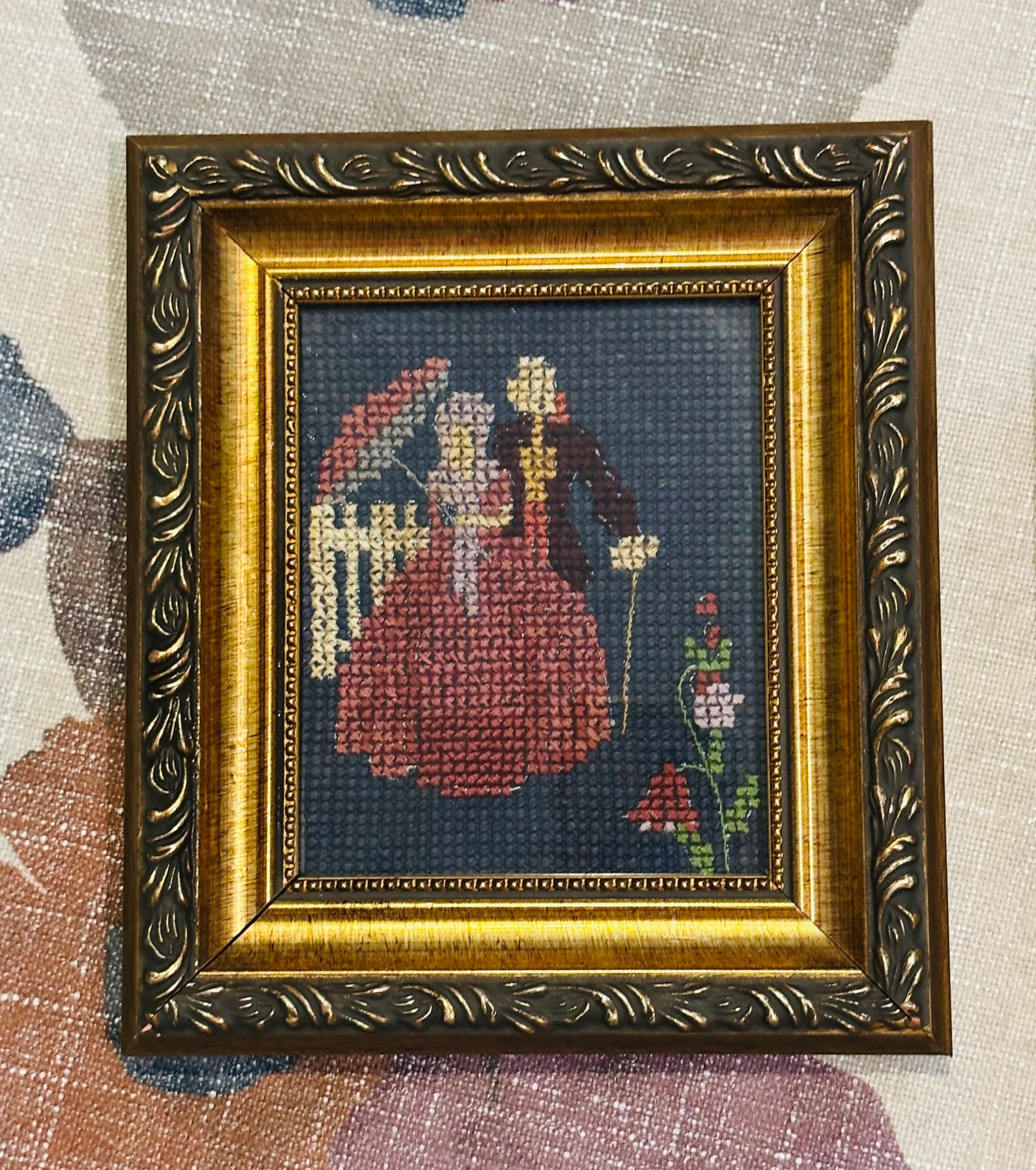 Pair of small victorian needlepoints 6.25 x 7.25 x 1