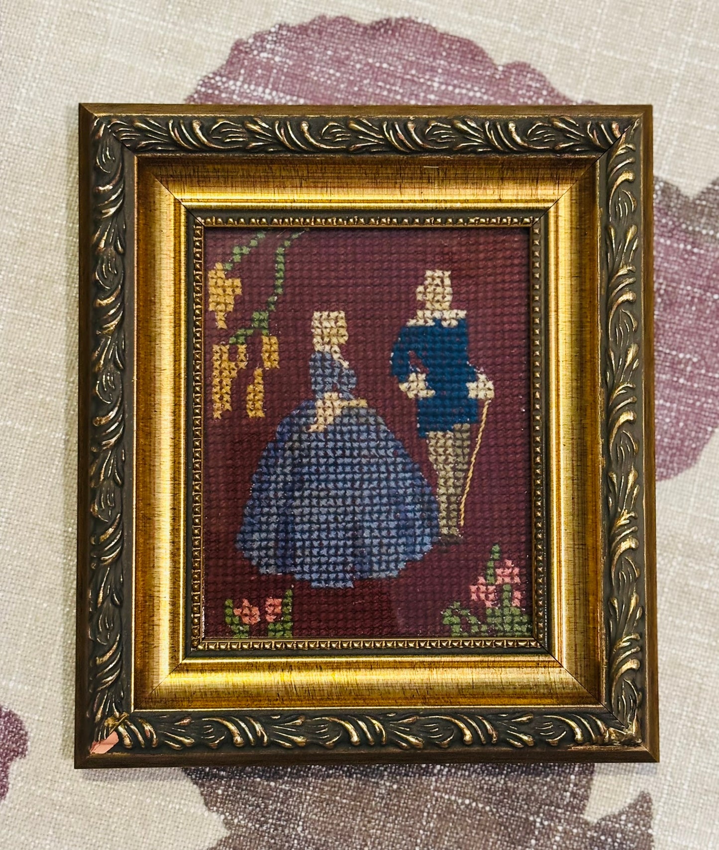 Pair of small victorian needlepoints 6.25 x 7.25 x 1