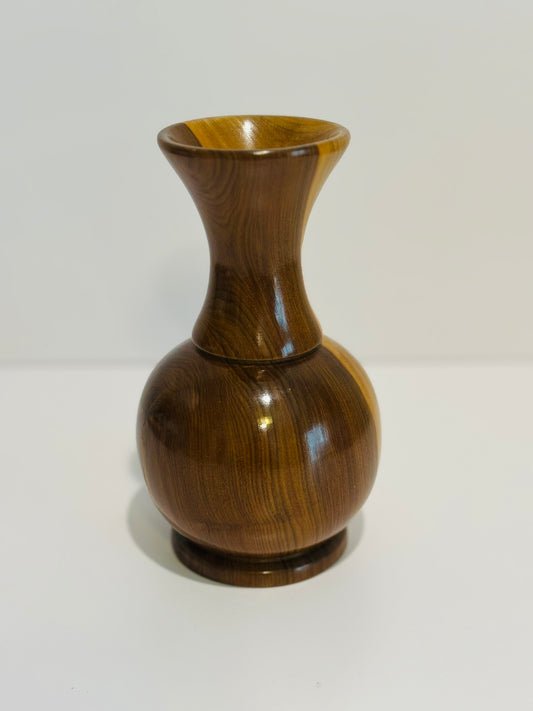 Handcrafted Oregon Myrtlewood Chalet Bud Vase 6 h 3.5 w/d