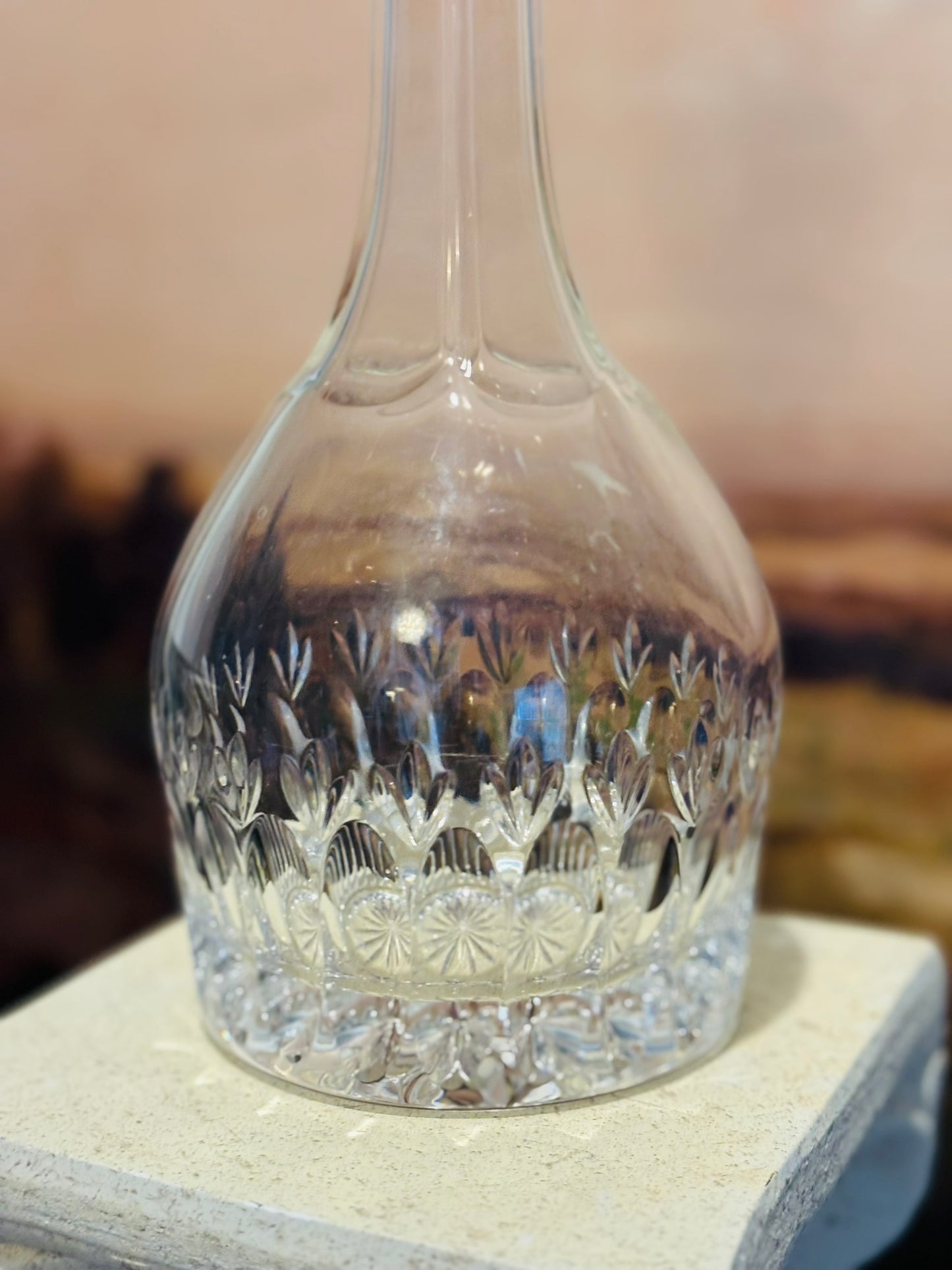 Heavy Cut Glass Decanter 12h 4.5 w/d