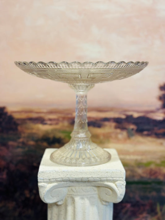 Late 19th Century Bon Bon Glass Compote with Greek Key