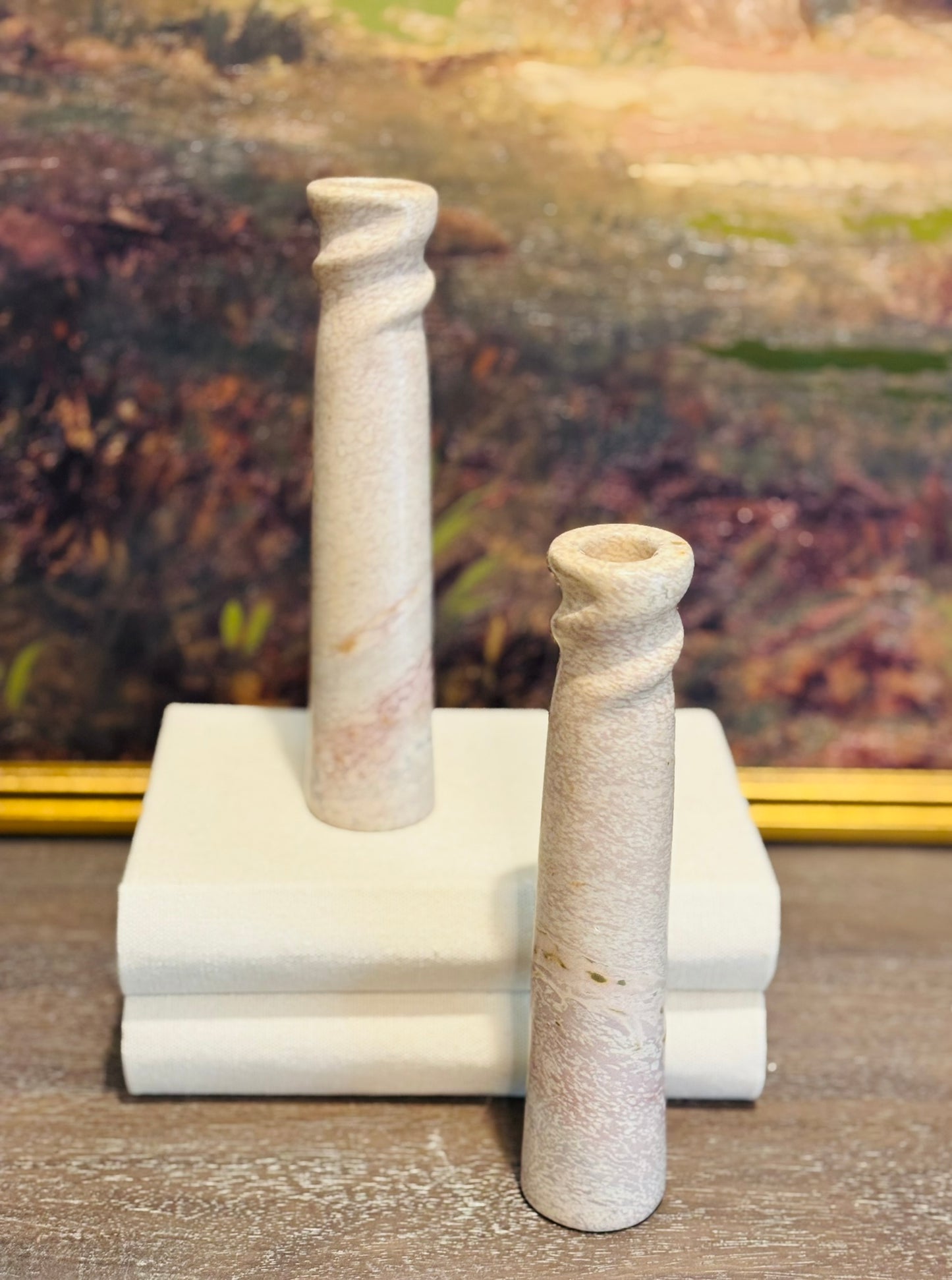 Pair of marble candlesticks 8 h