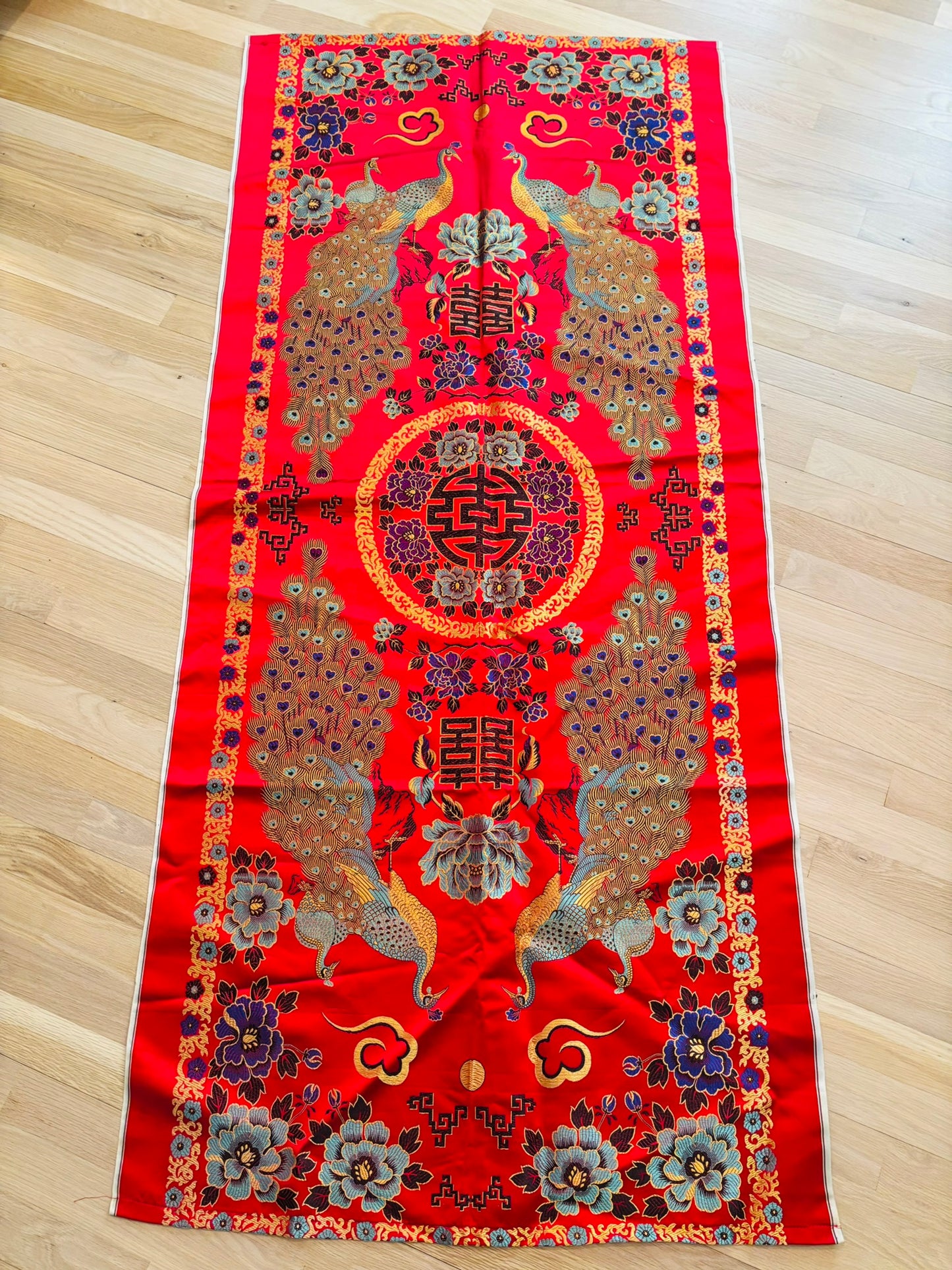 Chinese mandarin silk embroidery altar cloth 66 x 30