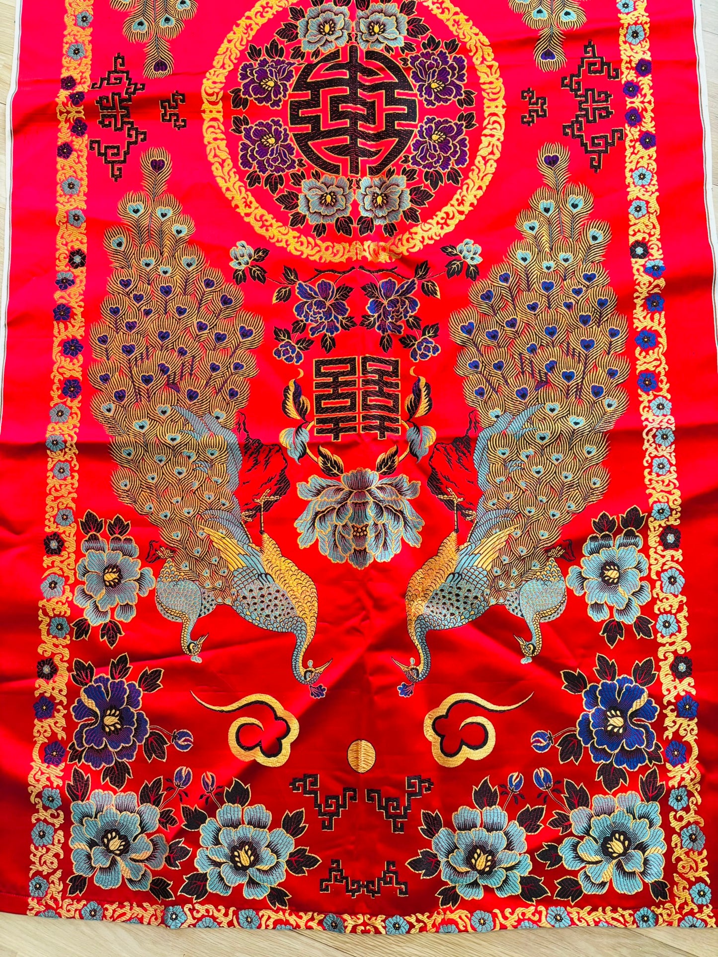 Chinese mandarin silk embroidery altar cloth 66 x 30