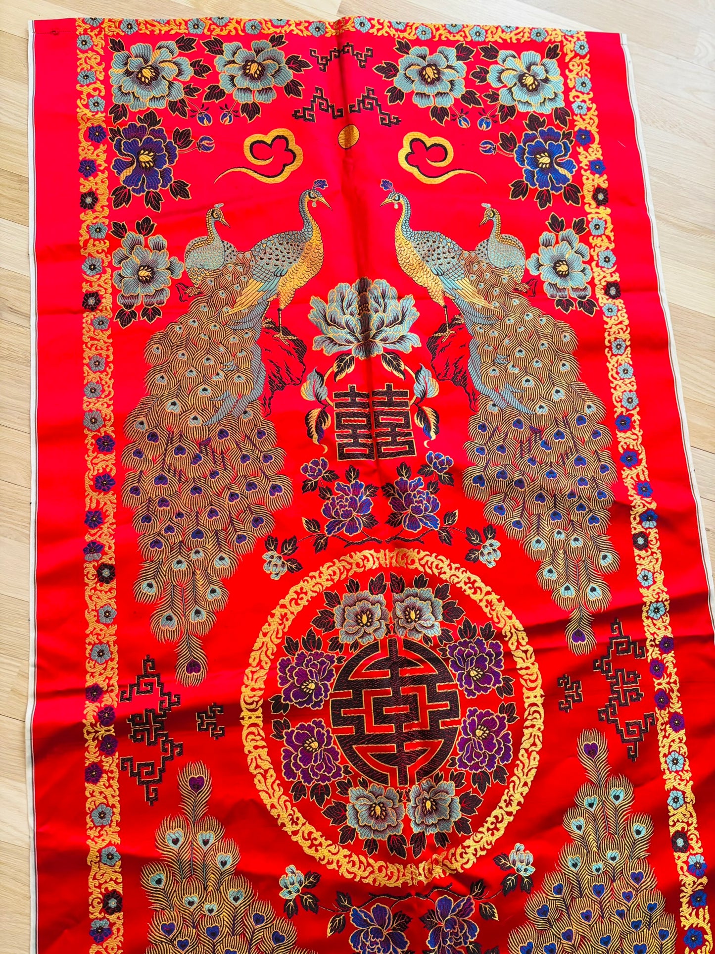 Chinese mandarin silk embroidery altar cloth 66 x 30