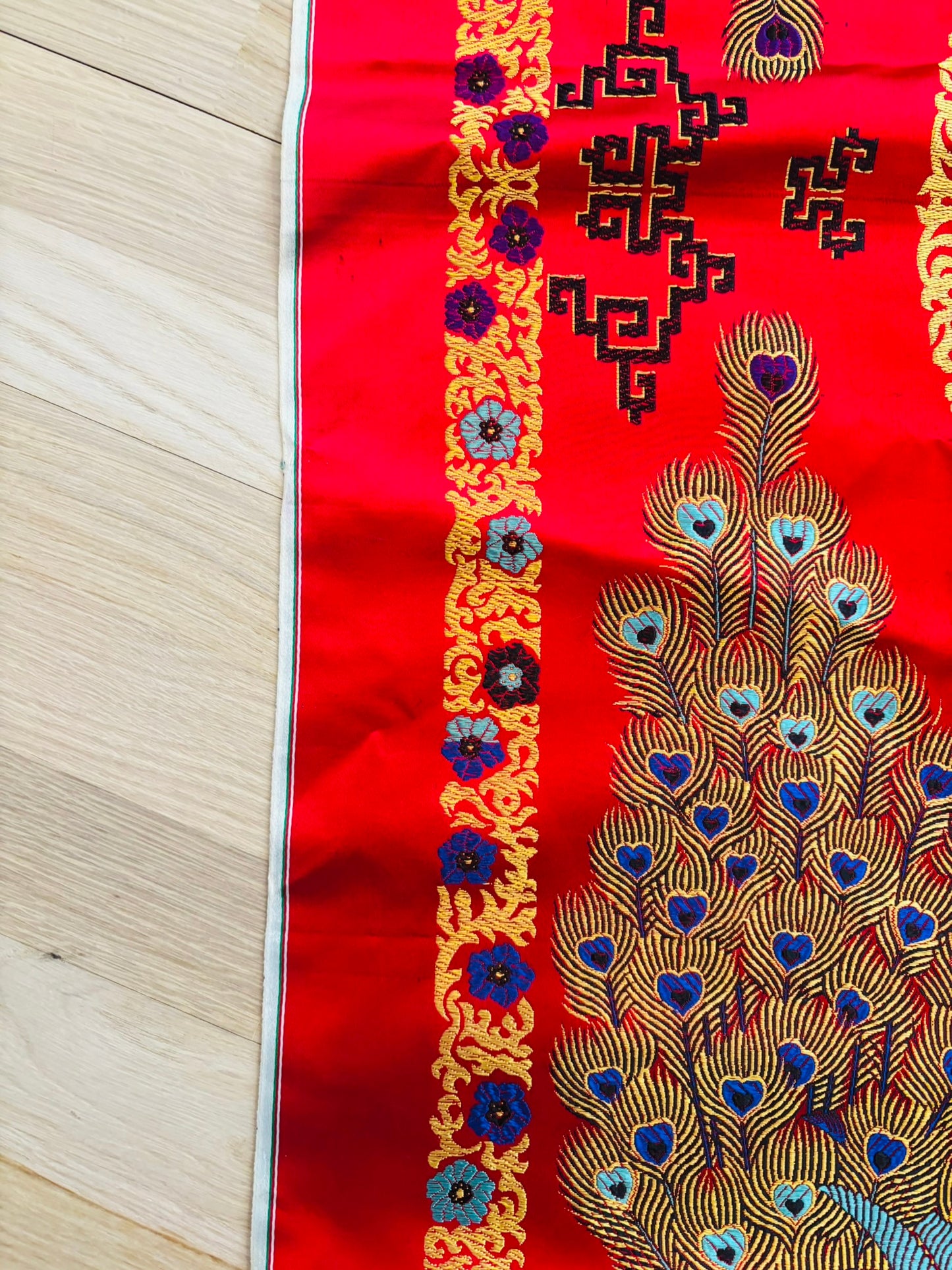 Chinese mandarin silk embroidery altar cloth 66 x 30