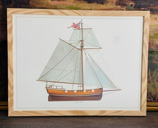Framed Original Lithograph Print Cutter Galley Lee, 1776 12 x 16