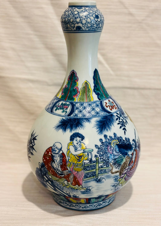 Chinese vase with apocryphal Kangxi six character mark  15 h x 9.5 w/d