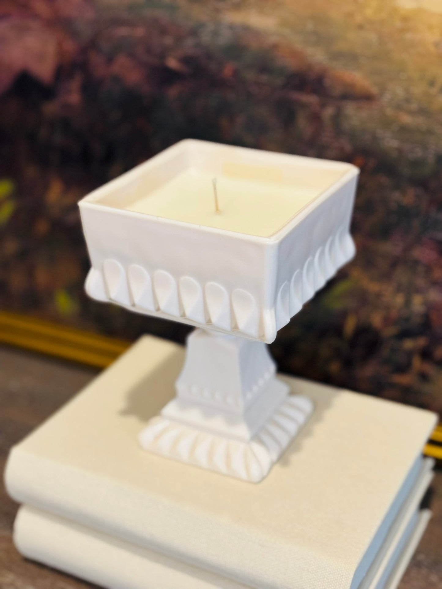 50's Jeanette Pink Blush Milk Glass Wedding Dish Candle 6 h 4 w/d