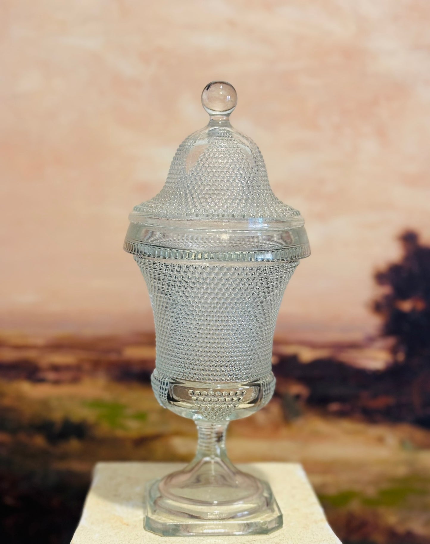 Hobnail glass jar 10.5 x 4.5