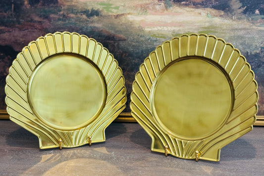 Set of 4 Brass Shell Chargers 11 h 11 w