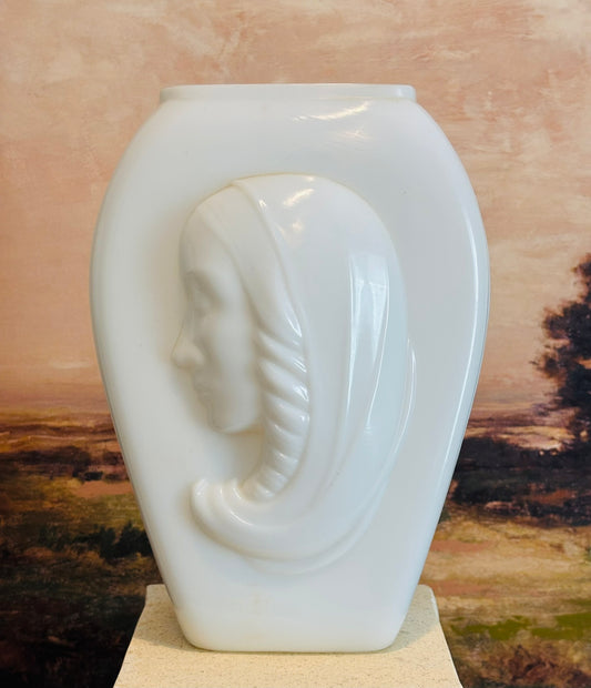 Art Deco Phoenix Glass Madonna Vase 11 h 8 w 6 d