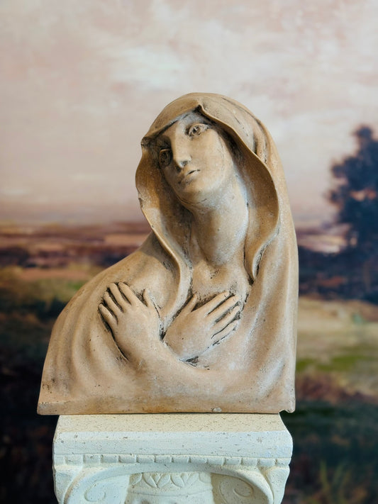 Virgin Mary Bust signed by Dick Winsor Plaster  7 w 9 h 4.5 d