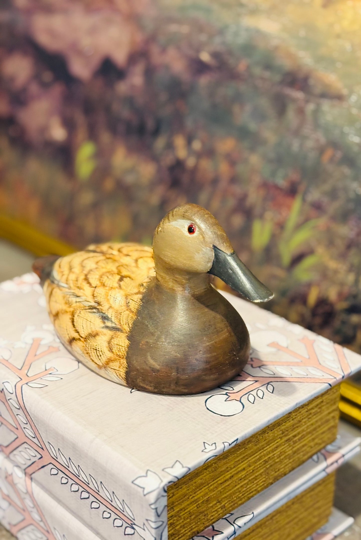 Wooden Canvasback Decoy signed on bottom 1981 9 l 4 h