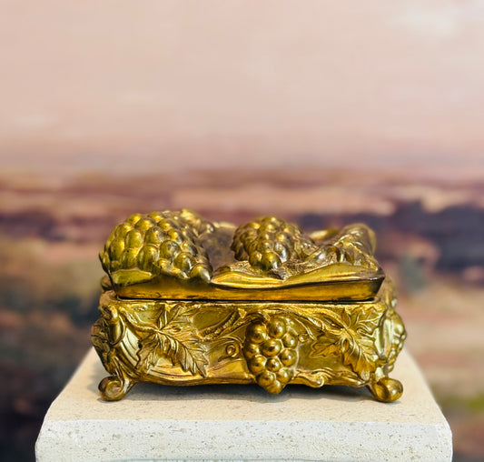 Art Nouveau Trinket Box with grapes 5 l 3 w 3 h