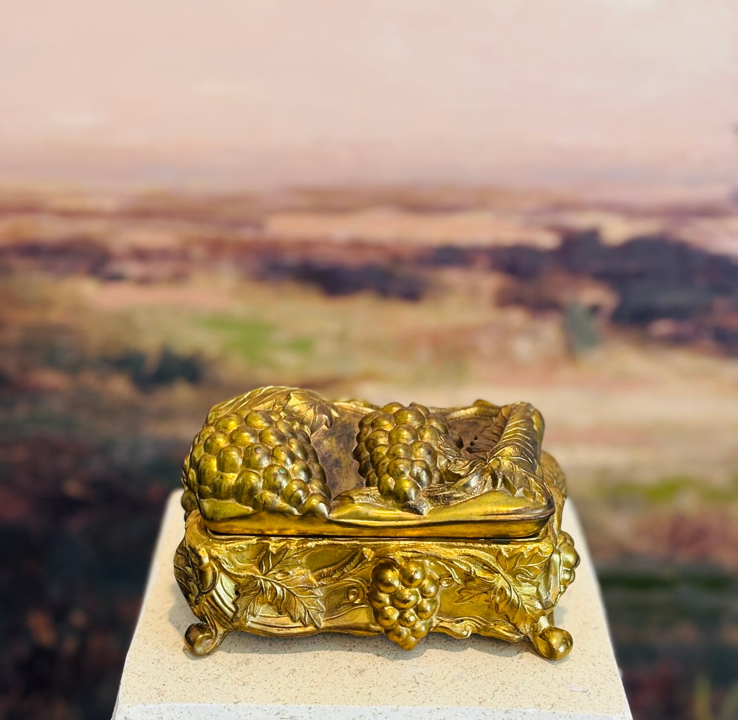 Art Nouveau Trinket Box with grapes 5 l 3 w 3 h