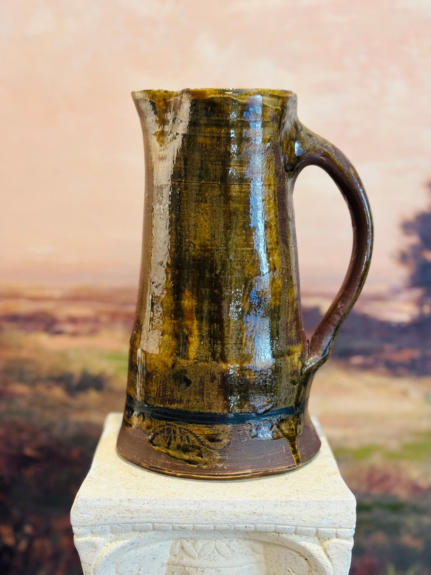 Green Stoneware vase 9.75 x 5