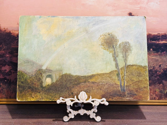 Casa painting with marking on back no frame 15.5 h x 23 w