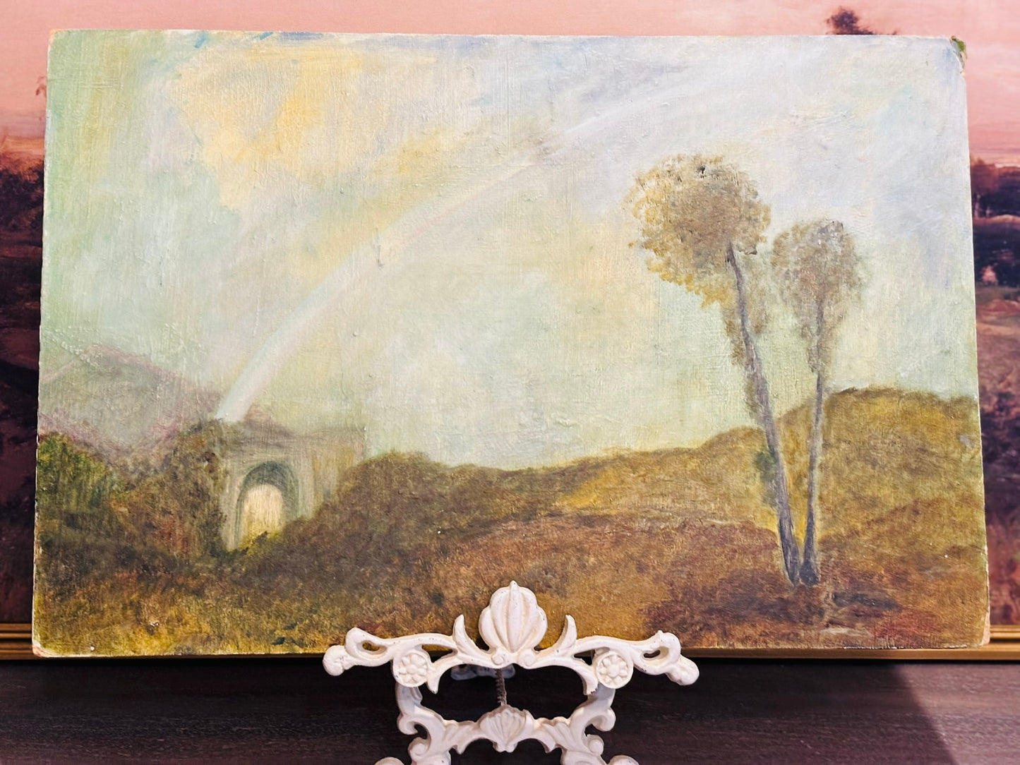 Casa painting with marking on back no frame 15.5 h x 23 w