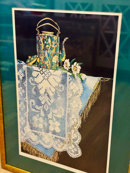 David Jackson signed and numbered table vase and doile print 24 x 30