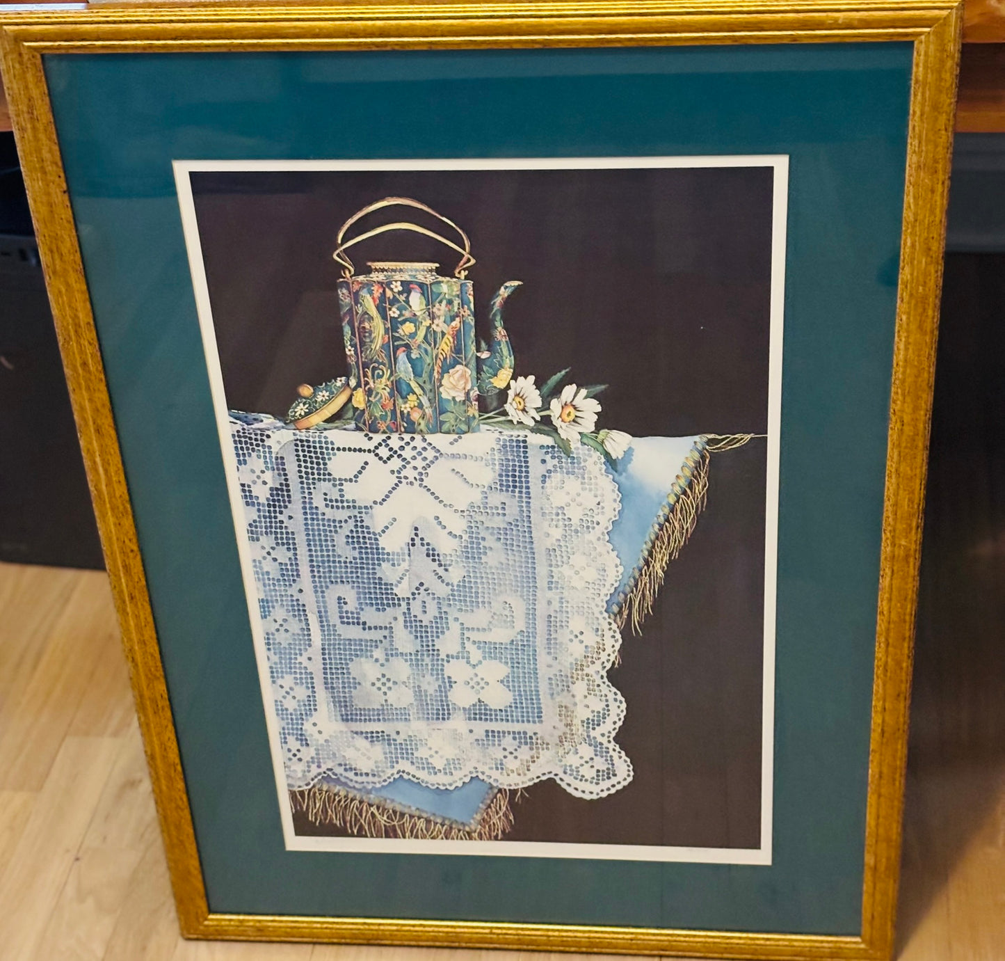 David Jackson signed and numbered table vase and doile print 24 x 30