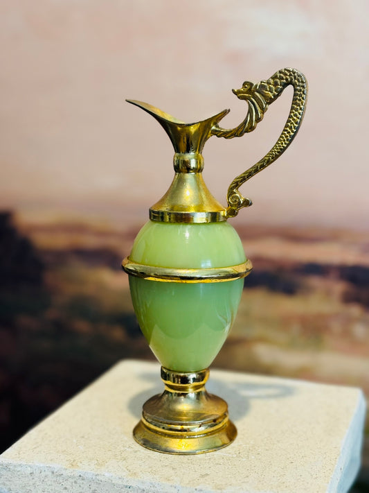 Brass & marble ewer  7 x 3.75 d x 2.75 w