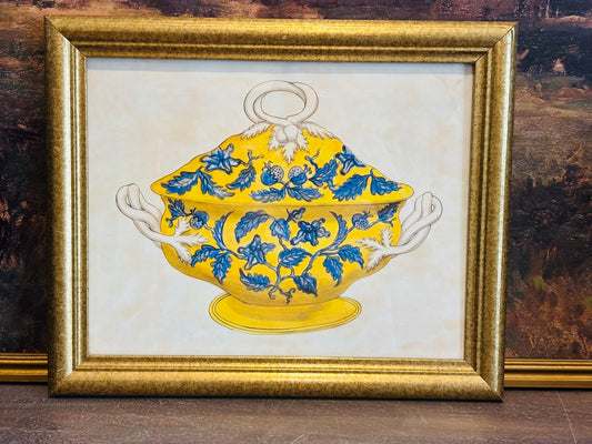 Yellow and Blue pot drawing  16.5 x 13.5