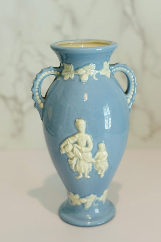 Blue and white urn vase 8.25 h 5 w