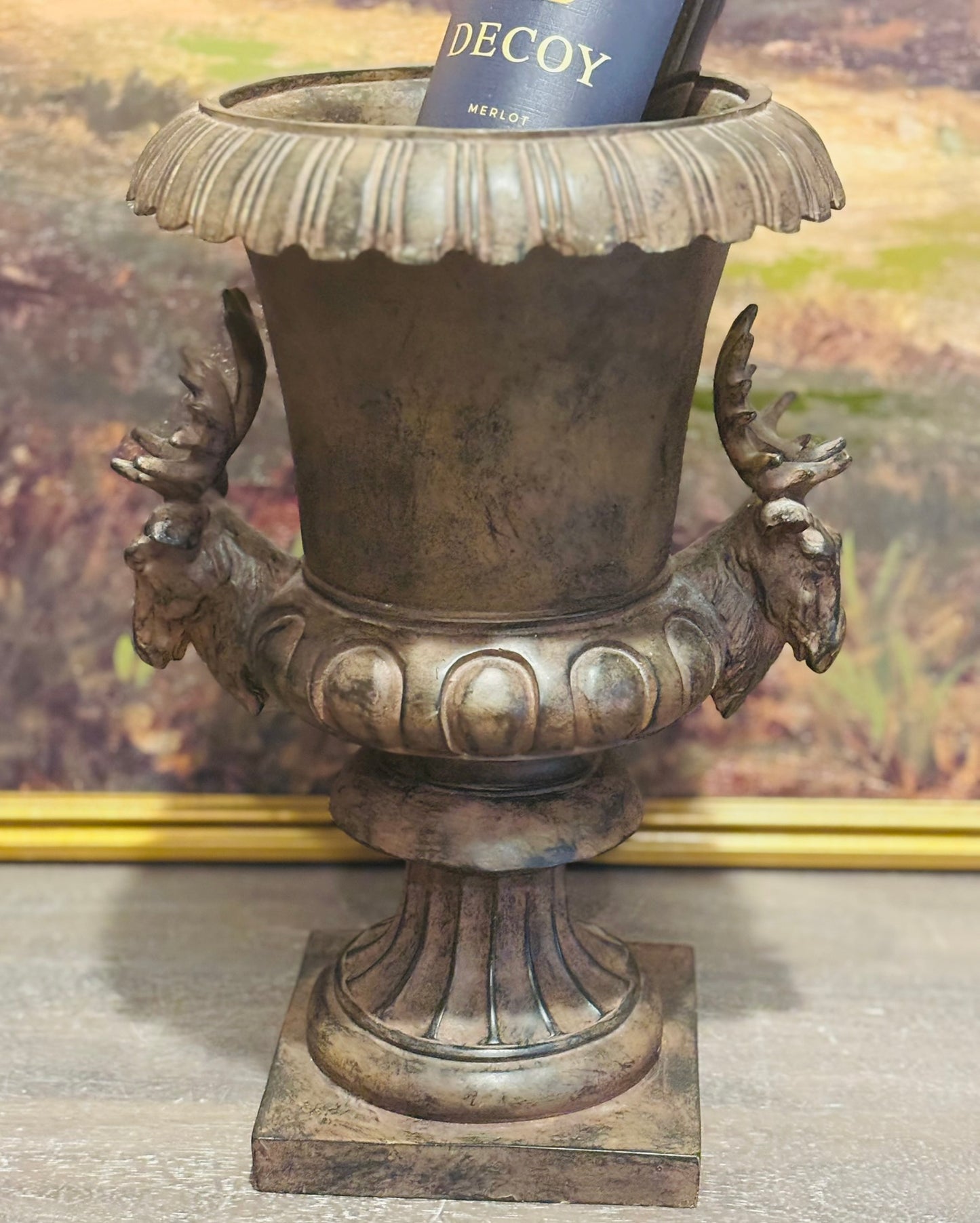 Stag urn/champagne bucket 13.5 h 10.5 w 8.75 d