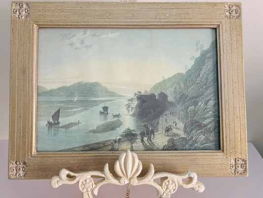 Vintage muted Scenic Print (with boats, elephants, camels) 11 x 14.75