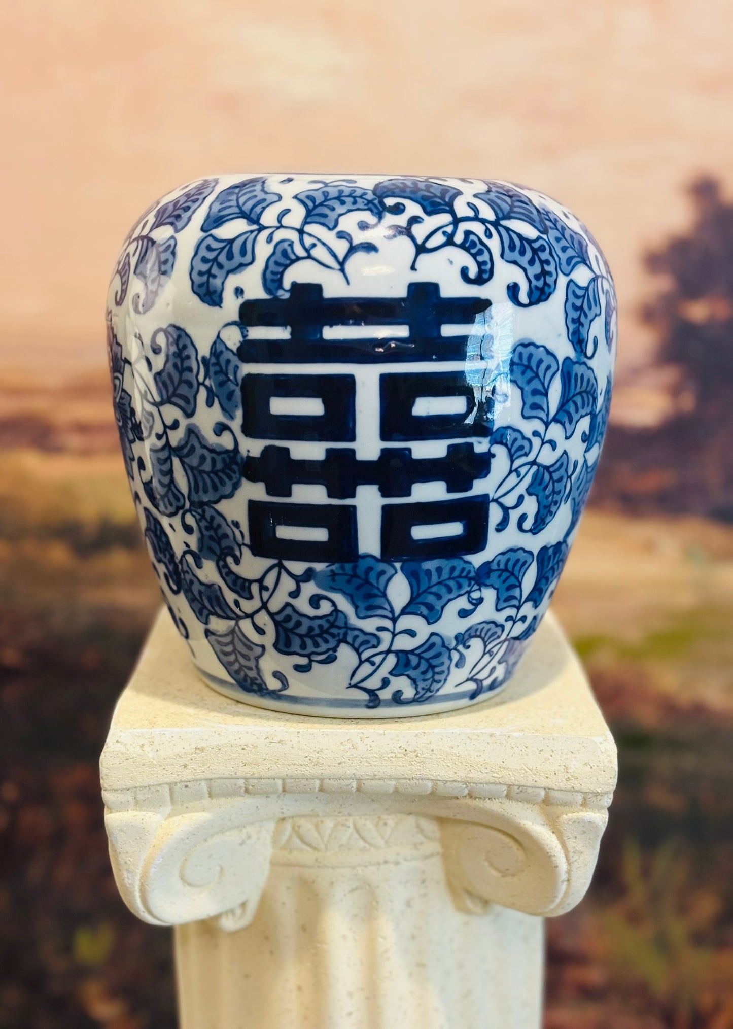 Double happiness jar no lid 7 x 6.75