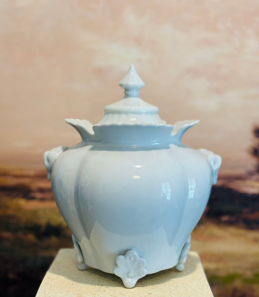 Vintage Porcelain Footed Biscuit Jar 7 w 7.5 h