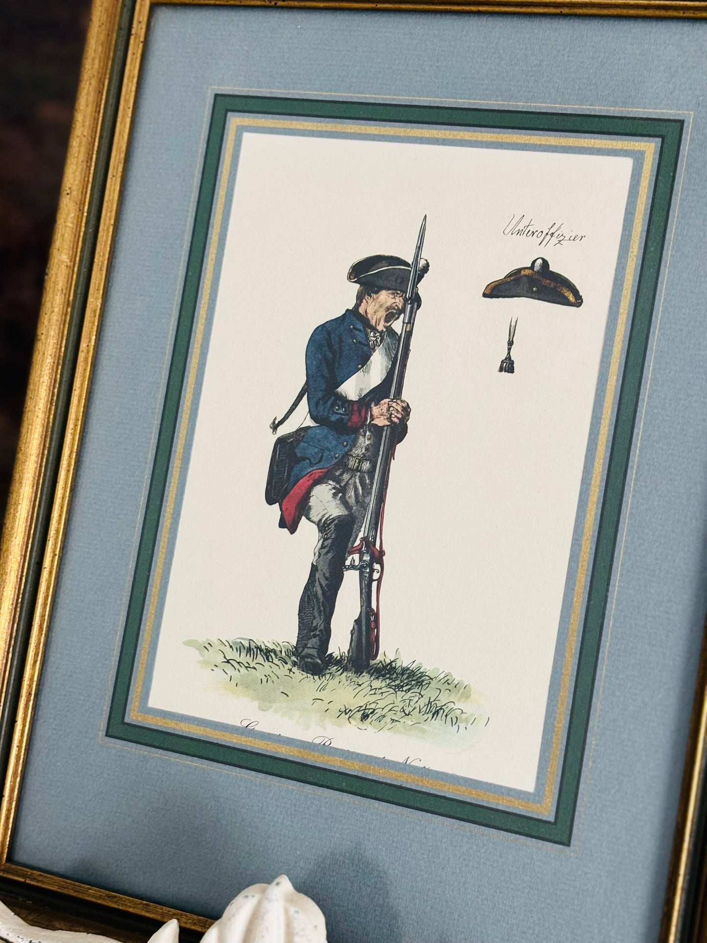 Framed Unteroffizier by Menzel Watercolor 9 x 12