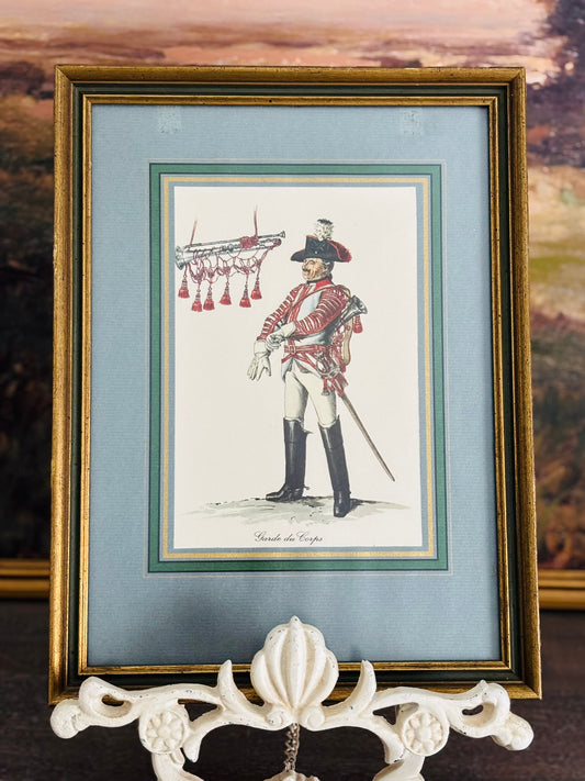 Antique "Garde du Corps" Henri Boisselier watercolor 9 x 12