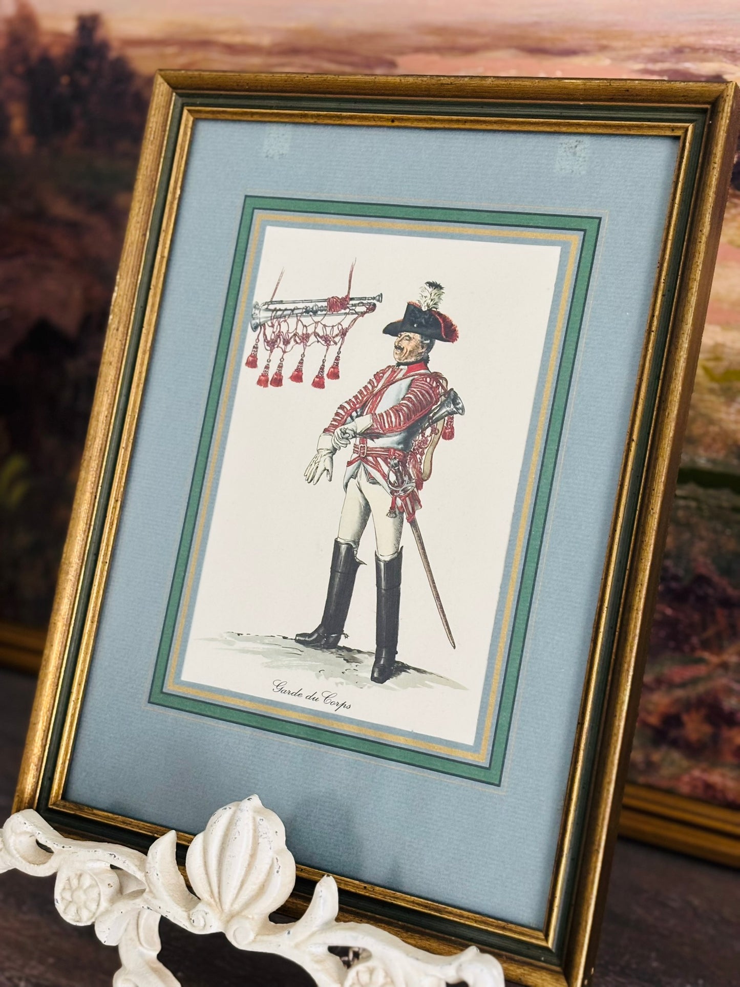 Antique "Garde du Corps" Henri Boisselier watercolor 9 x 12