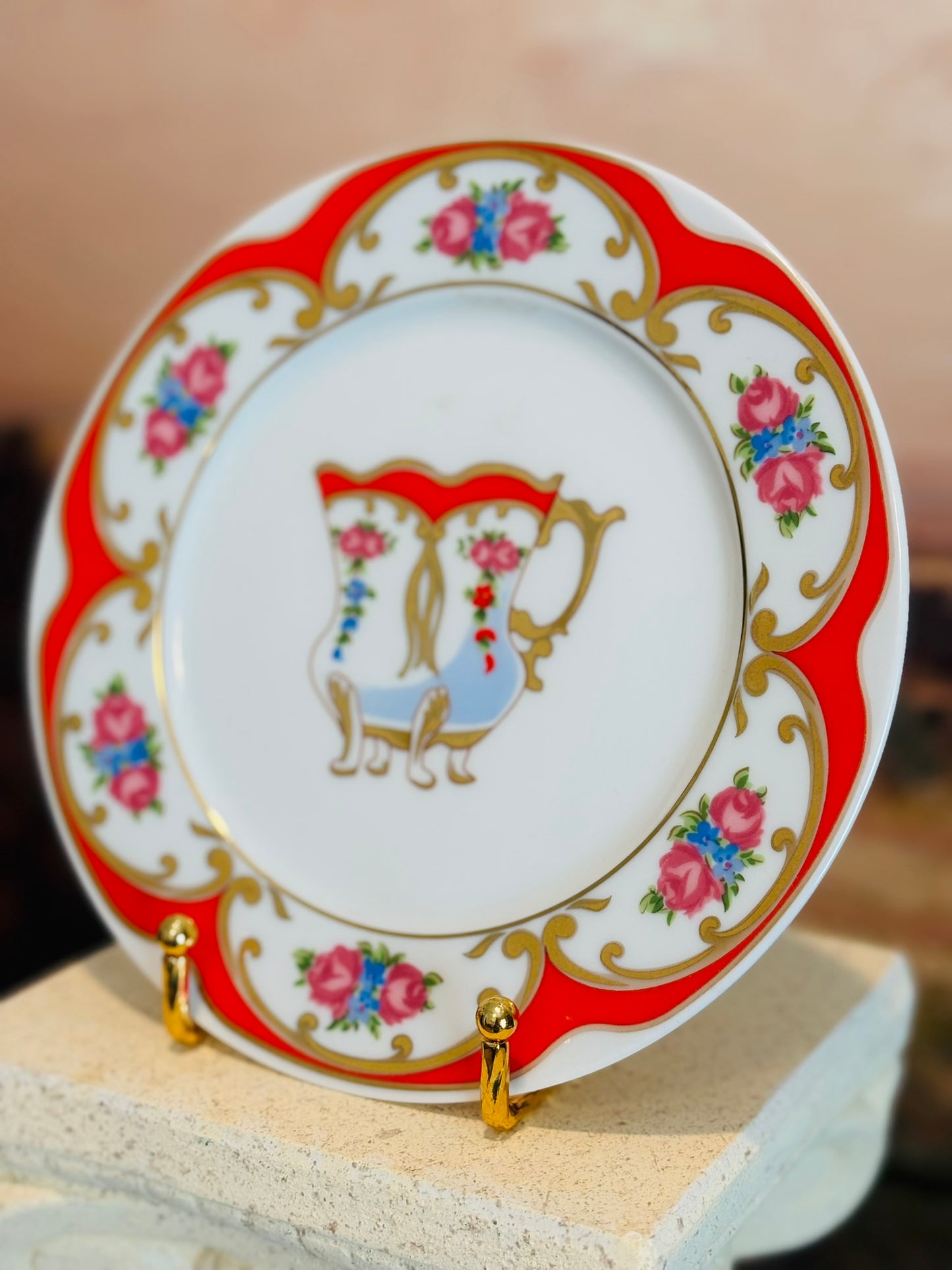 Limoges orange plate  7.5 w .5 h