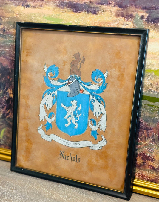 Framed Nichols crest art 10.75 x 12.75