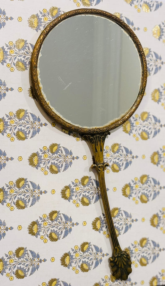 Antique double sided brass filigree vanity mirror 11.5 l