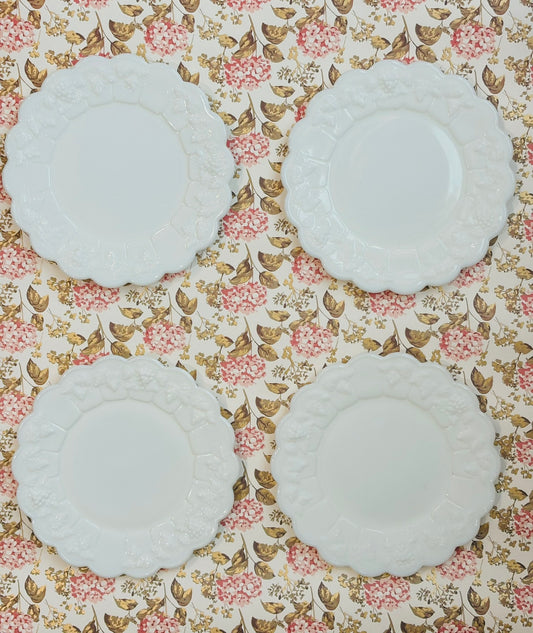 Rosenthal China Maria set of 4 saucers white with flower rim 6 w each