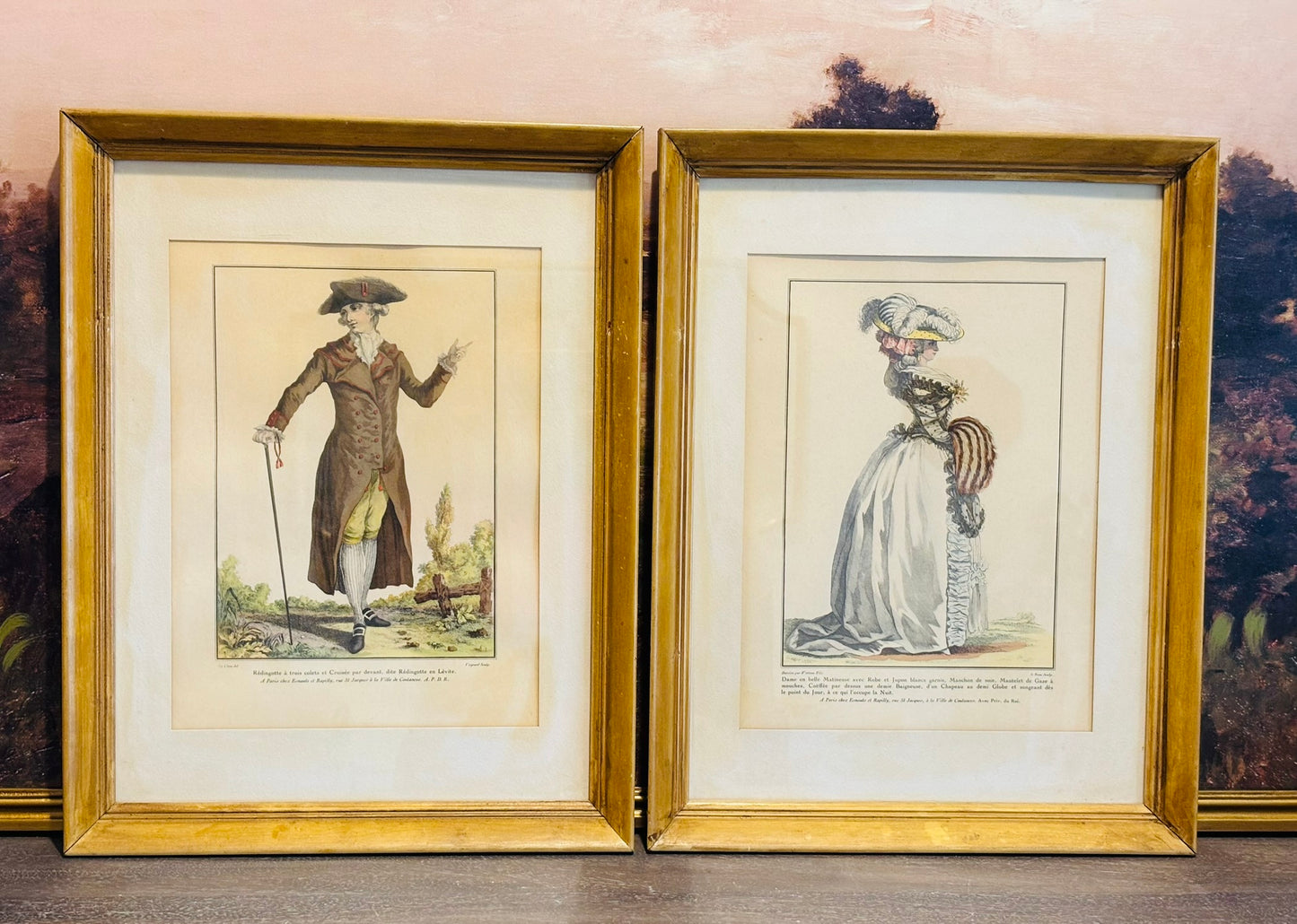 Pair of French Prints 13.75 x 17.75 1.5 d each